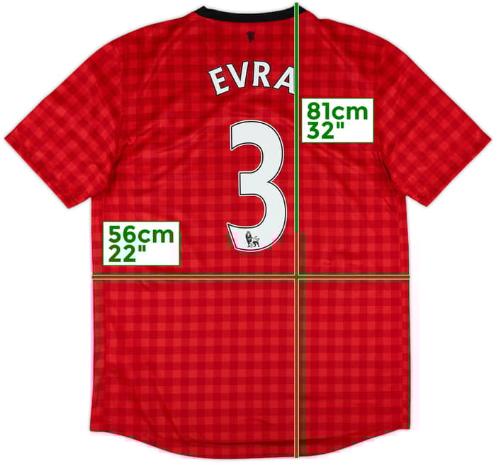 2012-13 Manchester United Home Shirt Evra #3 - 8/10 - (L)