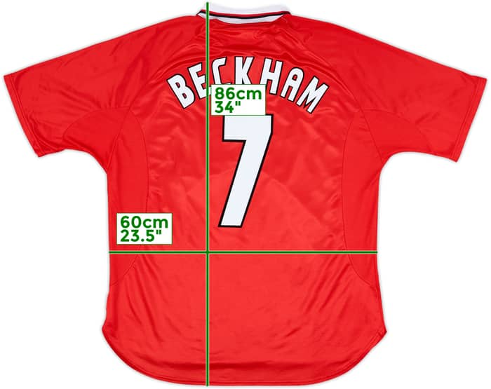 1997-00 Manchester United CL Shirt Beckham #7 - 8/10 - (XXL)