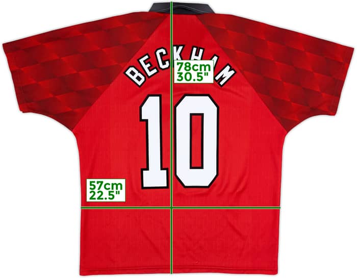 1996-98 Manchester United Home Shirt Beckham #10 - 8/10 - (L)
