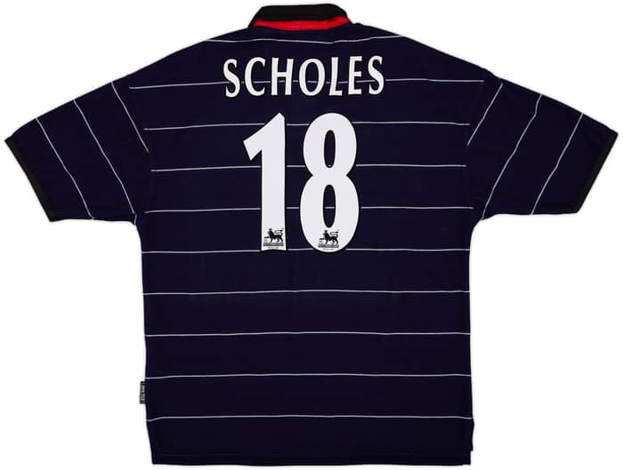 1999-00 Manchester United Away Shirt Scholes #18 - 9/10 - (L)