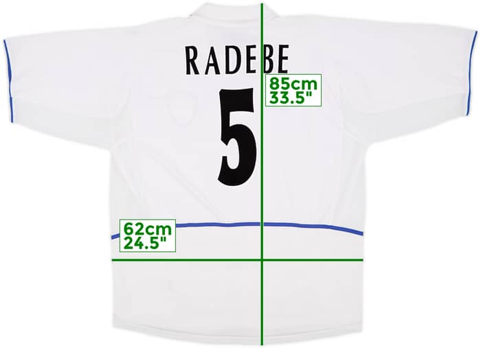 2002-03 Leeds United Home Shirt Radebe #5 - 8/10 - (XXL)