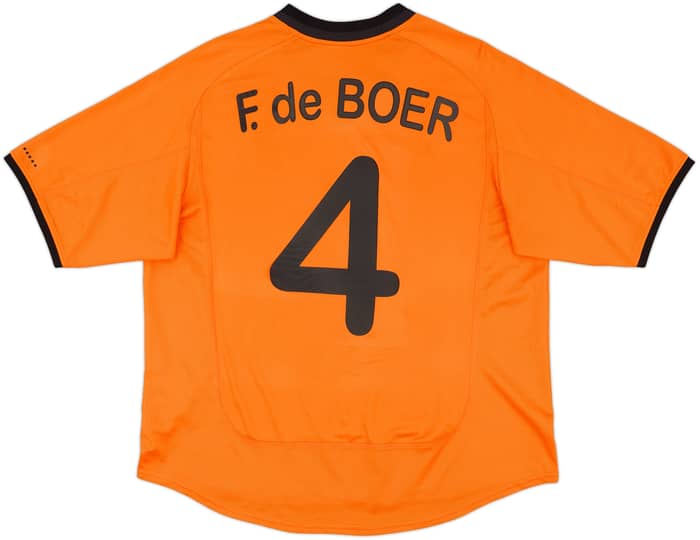 2000-02 Netherlands Home Shirt F. De Boer #4 - 7/10 - (XL)