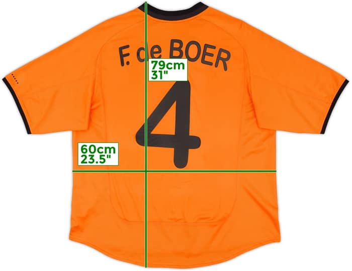 2000-02 Netherlands Home Shirt F. De Boer #4 - 7/10 - (XL)