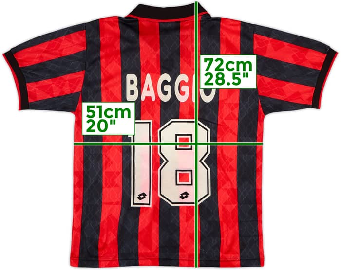 1995-96 AC Milan Home Shirt Baggio #18 - 8/10 - (S)