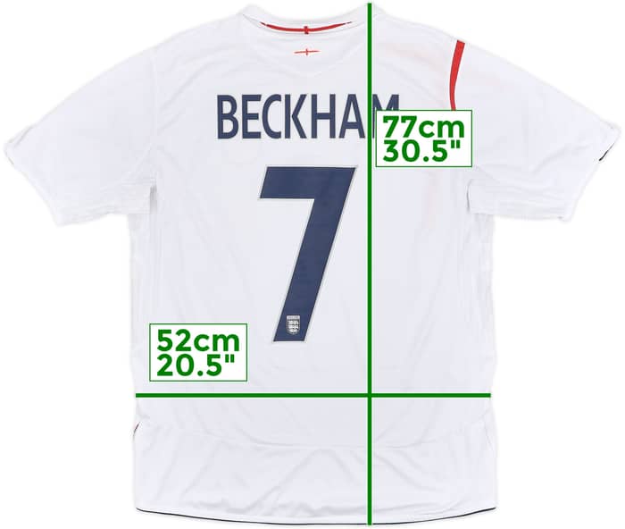 2005-07 England Home Shirt Beckham #7 - 6/10 - (L)