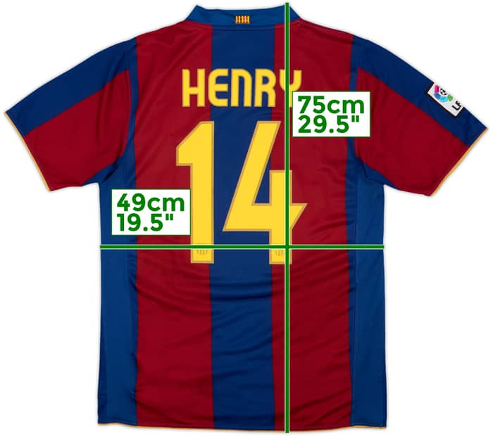 2007-08 Barcelona Home Shirt Henry #14 - 6/10 - (M)