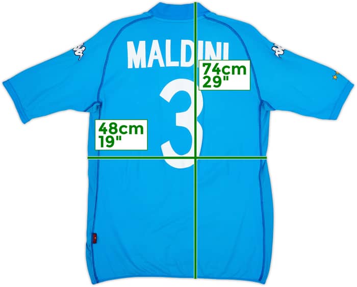 2002 Italy Home Shirt Maldini #3 - 7/10 - (L)