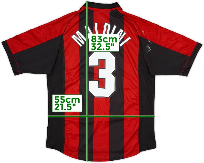 1998-00 AC Milan Home Shirt Maldini #3 - 5/10 - (L)