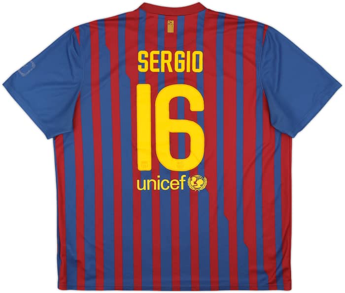2011-12 Barcelona Basic Home Shirt Sergio #16 - 6/10 - (XXL)