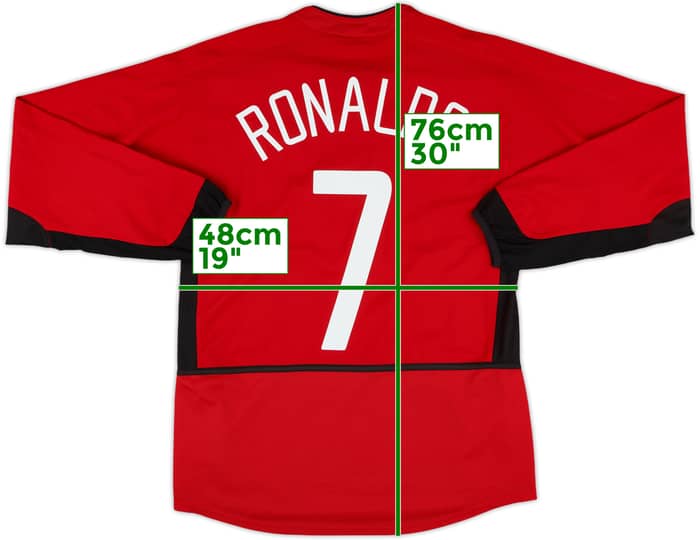 2002-04 Manchester United Home L/S Shirt Ronaldo #7 - 9/10 - (S)