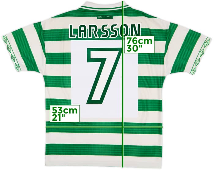 1997-99 Celtic Home Shirt Larsson #7 - 5/10 - (L)