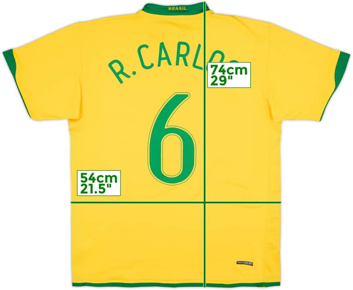 2006-08 Brazil Home Shirt R.Carlos #6 - 9/10 - (L)