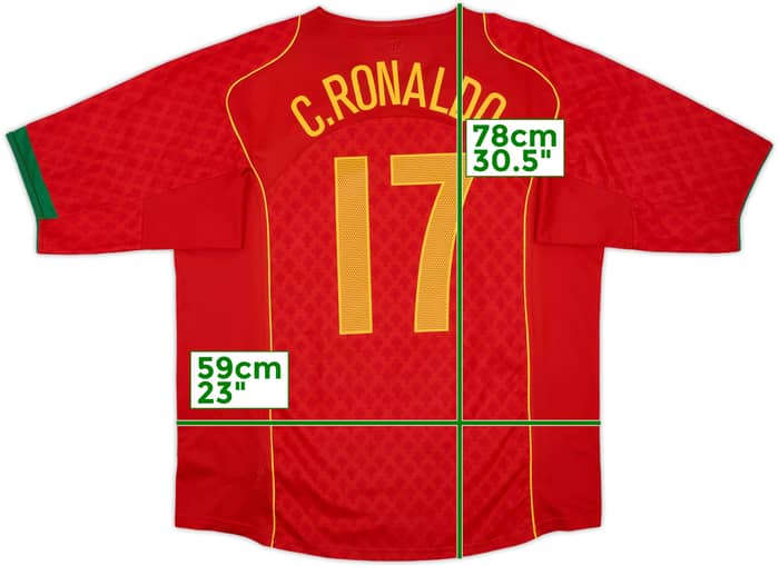 2004-06 Portugal Home Shirt C.Ronaldo #17 - 8/10 - (XL)