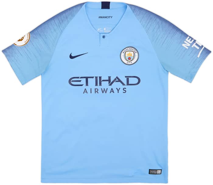 2018-19 Manchester City Home Shirt Champions #18 - 8/10 - (M)