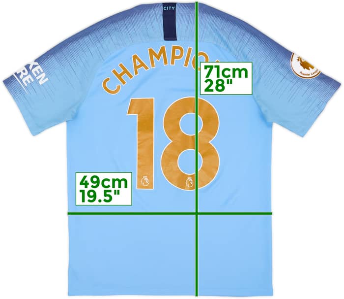 2018-19 Manchester City Home Shirt Champions #18 - 8/10 - (M)