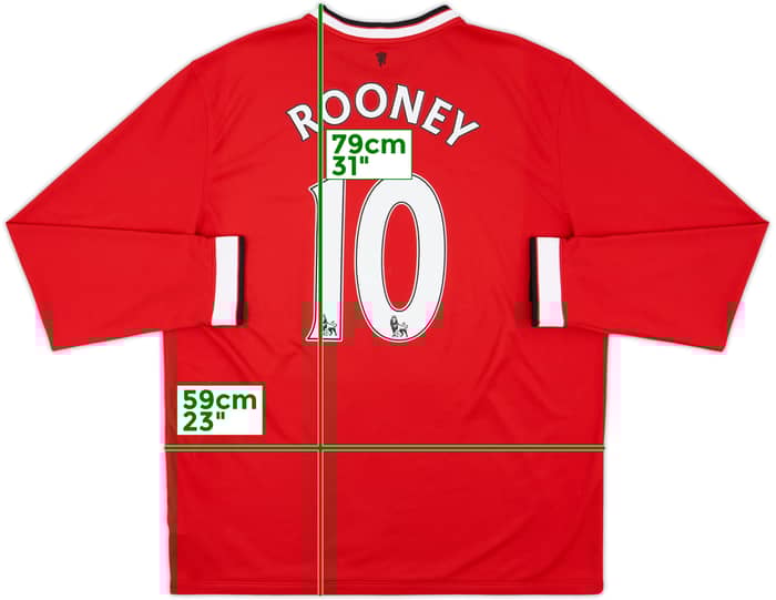 2014-15 Manchester United Home L/S Shirt Rooney #10 - 9/10 - (XL)