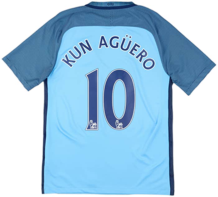 2016-17 Manchester City Home Shirt Kun Aguero #10 - 7/10 - (S)