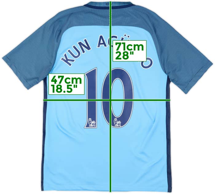 2016-17 Manchester City Home Shirt Kun Aguero #10 - 7/10 - (S)