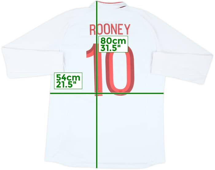 2012-13 England Home L/S Shirt Rooney #10 - 9/10 - (L)