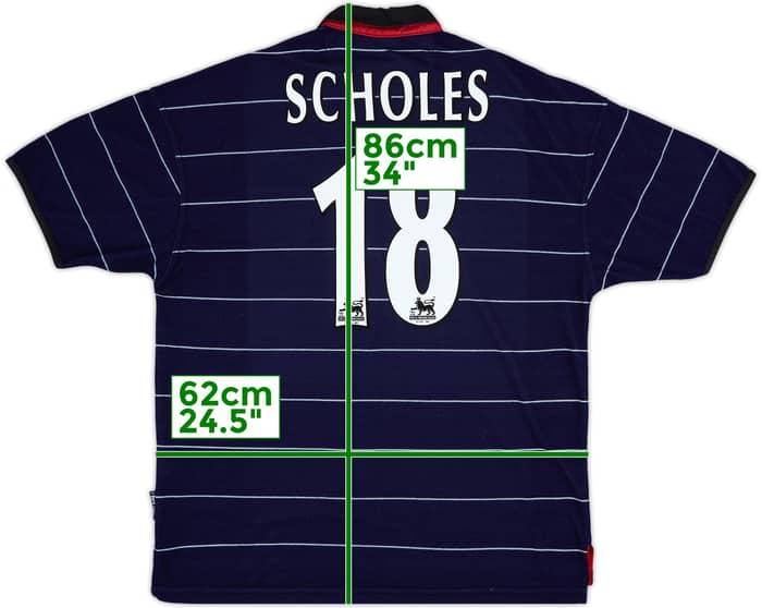 1999-00 Manchester United Away Shirt Scholes #18 - 9/10 - (XL)