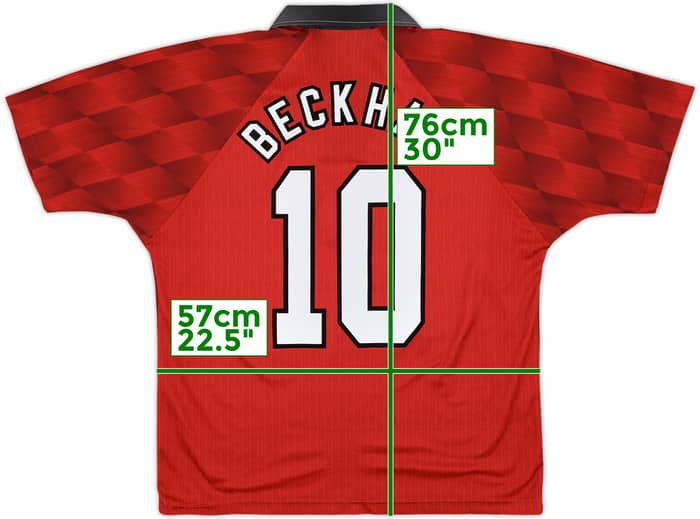 1996-98 Manchester United Home Shirt Beckham #10 - 8/10 - (L)
