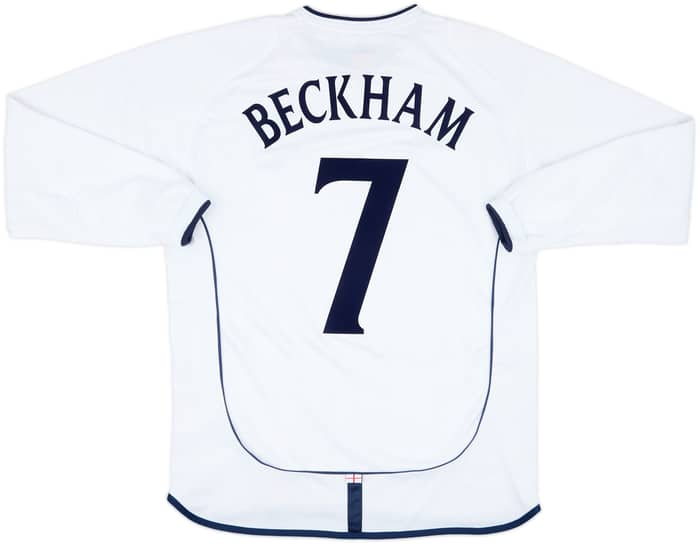 2001-03 England Home L/S Shirt Beckham #7 - 8/10 - (L)