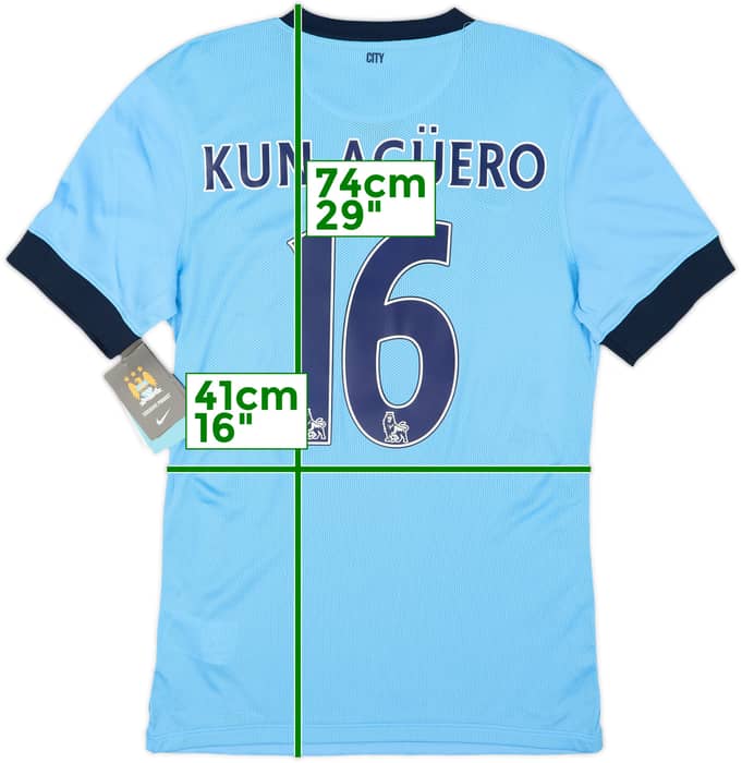 2014-15 Manchester City Authentic Home Shirt Kun Aguero #16 (M)