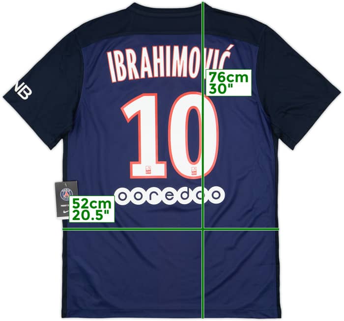2015-16 Paris Saint-Germain Home Shirt Ibrahimovic #10 (M)