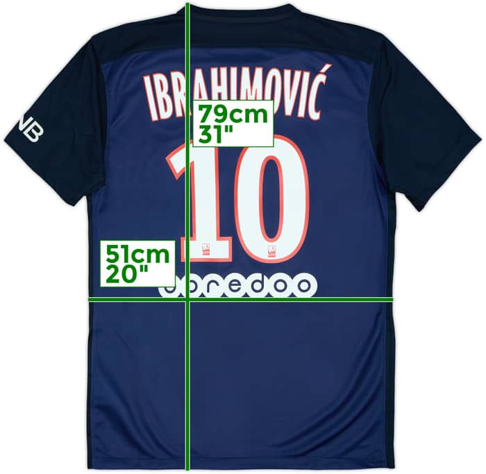 2015-16 Paris Saint-Germain Home Shirt Ibrahimovic #10 - 9/10 - (M)