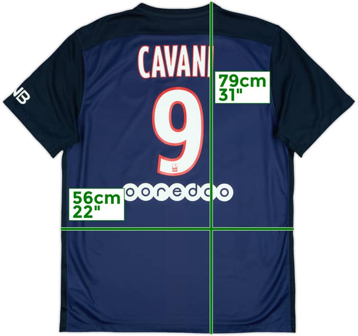2015-16 Paris Saint-Germain Home Shirt Cavani #9 - 7/10 - (L)