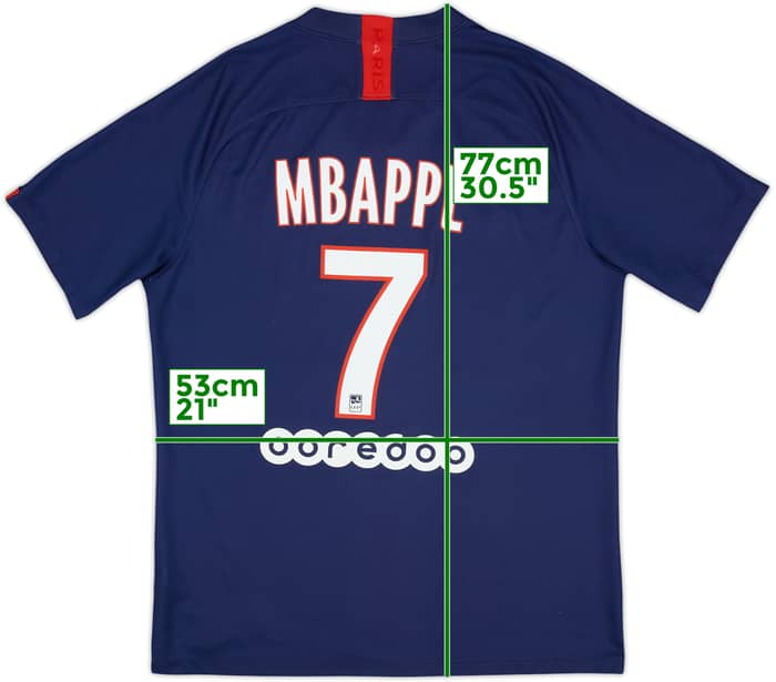 2019-20 Paris Saint-Germain Home Shirt Mbappe #7 - 6/10 - (L)