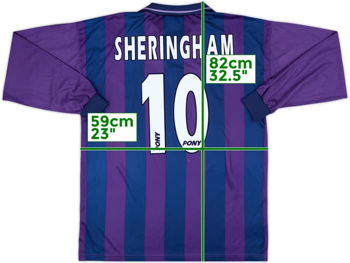 1995-97 Tottenham Away L/S Shirt Sheringham #10 - 8/10 - (L)