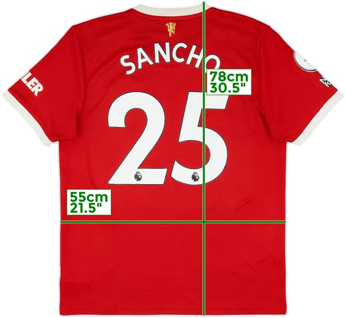 2021-22 Manchester United Home Shirt Sancho #25 - 9/10 - (L)