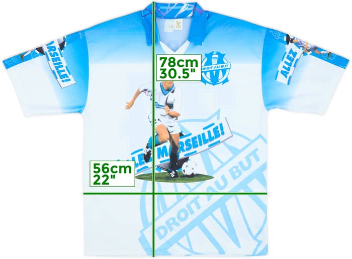 1996-97 Olympique Marseille Graphic Fan Shirt Libbra #24 - 9/10 - (XL)