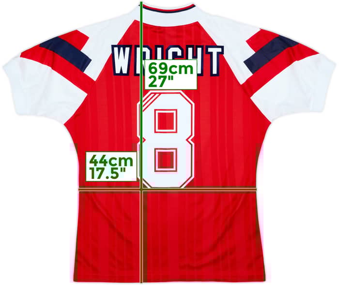 1992-94 Arsenal Home Shirt Wright #8 - 8/10 - (S)