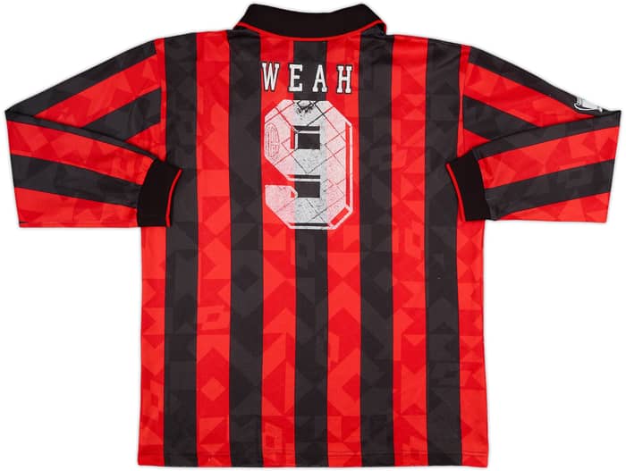 1994-95 AC Milan Home L/S Shirt Weah #9 - 5/10 - (XL)