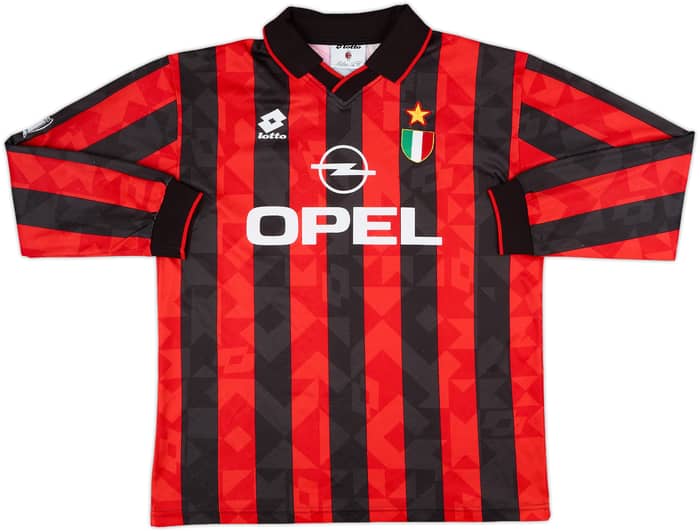 1994-95 AC Milan Home L/S Shirt Weah #9 - 5/10 - (XL)
