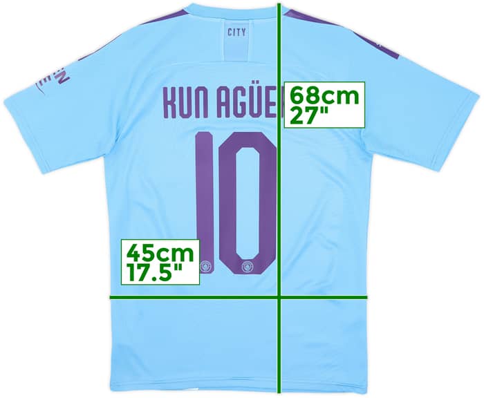 2019-20 Manchester City Home Shirt Kun Aguero #10 - 8/10 - (S)