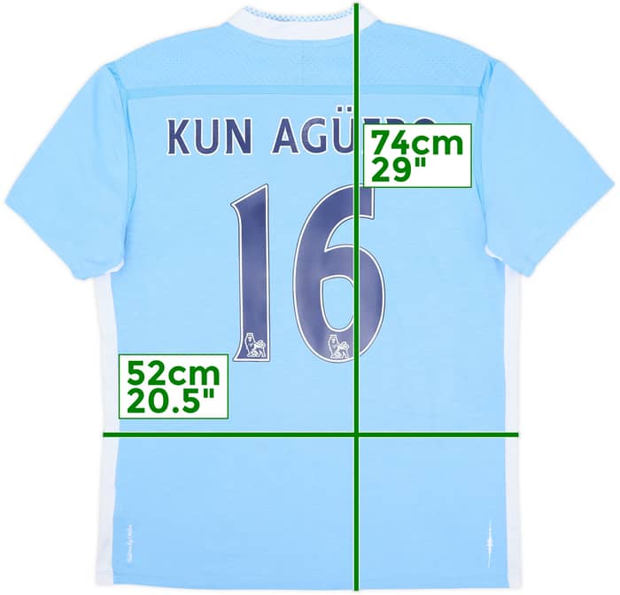 2011-12 Manchester City Home Shirt Kun Aguero #16 - 6/10 - (L)