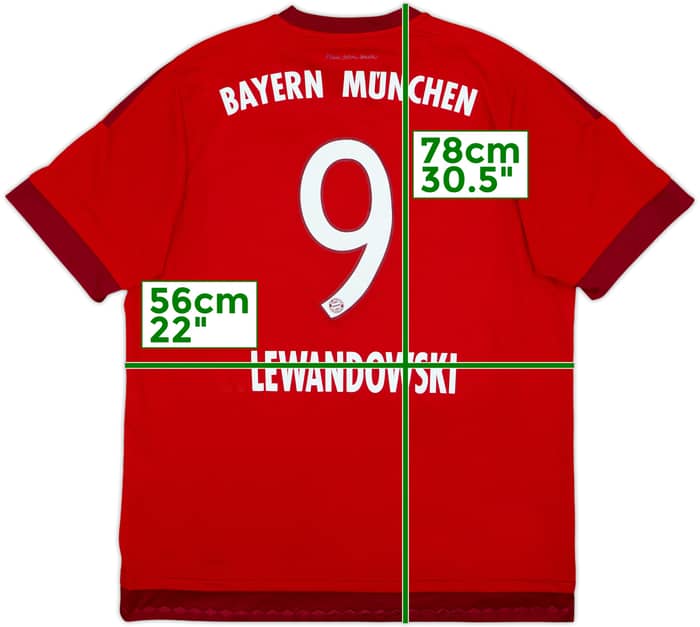 Camiseta de local del Bayern Munich 2015-16 Lewandowski #9 - 6/10 - (XL)