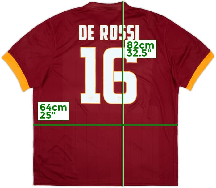 2014-15 Roma Home Shirt De Rossi #16 - 8/10 - (XXL)
