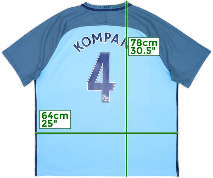 2016-17 Manchester City Home Shirt Kompany #4 - 8/10 - (XXL)