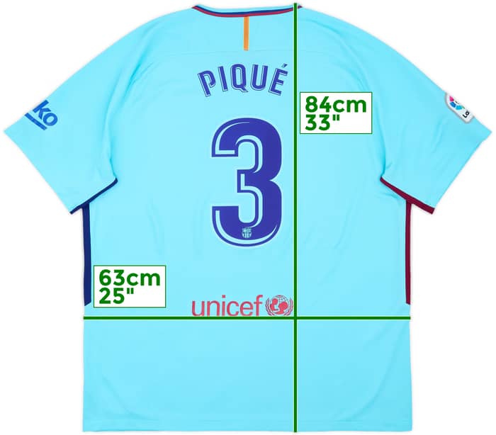 Camiseta de visitante del Barcelona 2017-18 Pique #3 - 10/10 - (XXL)