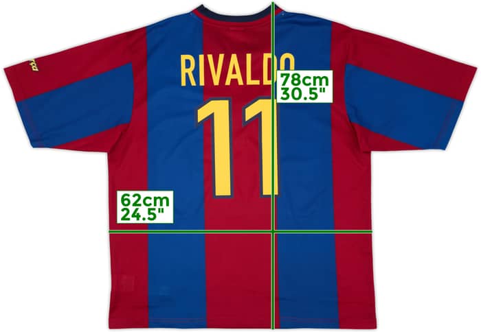 1998-00 Barcelona Basic Home Shirt Rivaldo #11 - 10/10 - (XL)