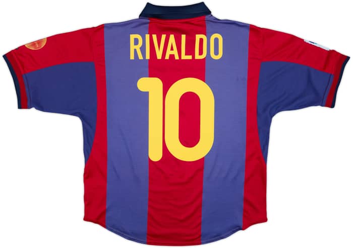 2000-01 Barcelona Home Shirt Rivaldo #10 - 6/10 - (L)