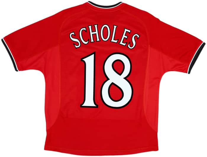 2000-02 Manchester United Home Shirt Scholes #18 - 8/10 - (Y)