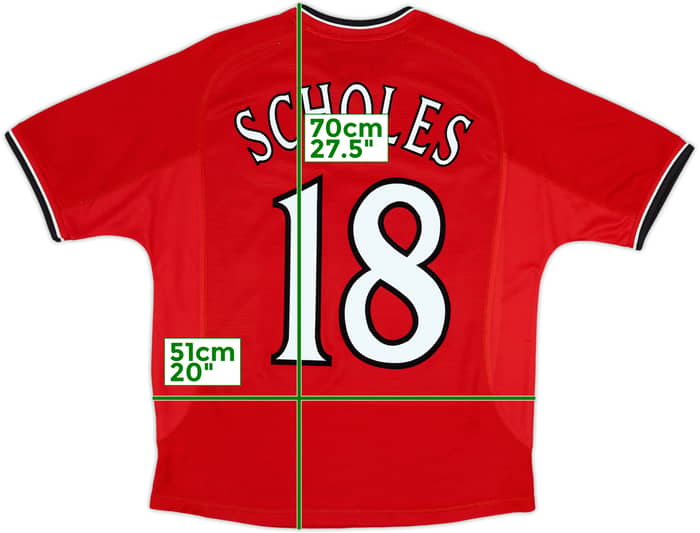 2000-02 Manchester United Home Shirt Scholes #18 - 8/10 - (Y)