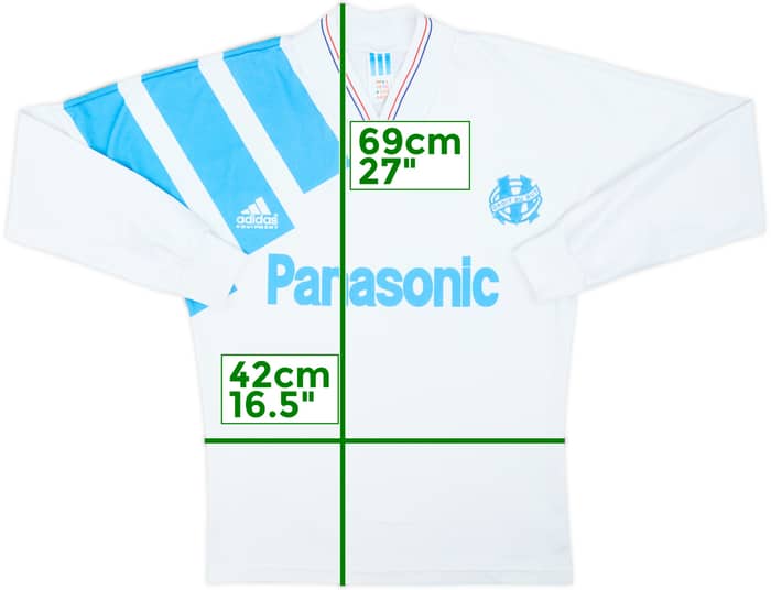 1991-92 Olympique Marseille Home L/S Shirt - 6/10 - (S)