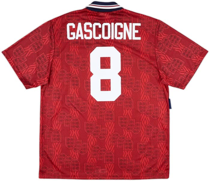 1993-95 England Away Shirt Gascoigne #8 - 9/10 - (XL)