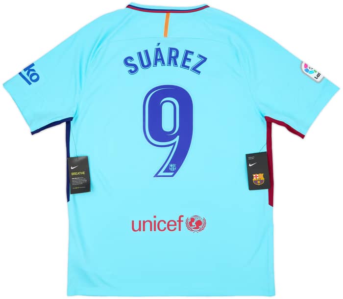 2017-18 Barcelona Away Shirt Suarez #9 (L)